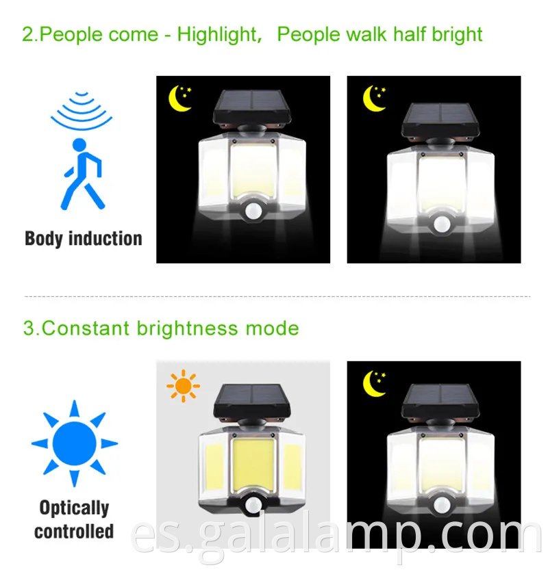 Lámpara de pared de inducción con cuerpo de ABS para iluminación solar
